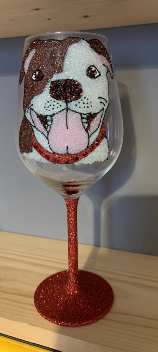 Staffordshire Bull Terrier Design Glitter Wine Glass - product image 3