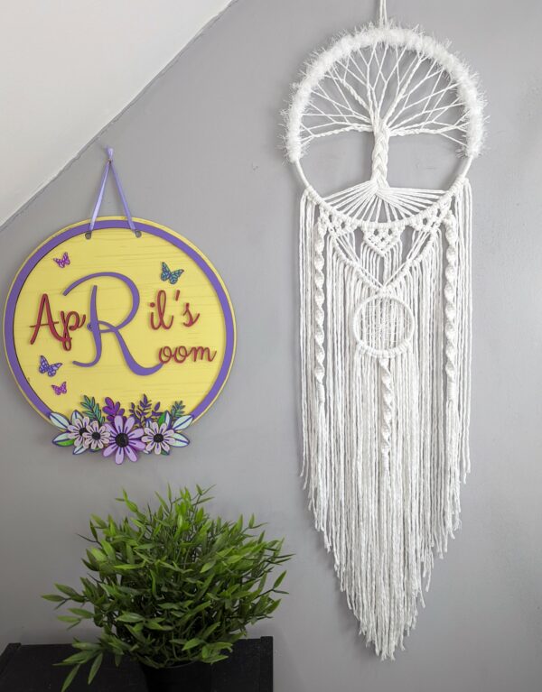 Tree of Life Macrame Wall Hanging White Boho - product image 2