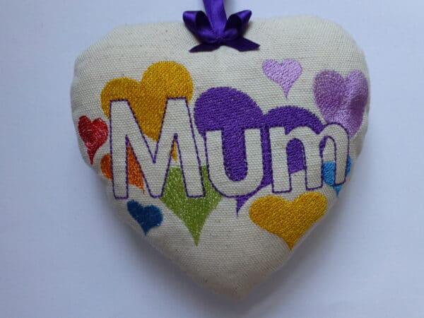 Mothers day fabric hanging heart – embroidered - main product image