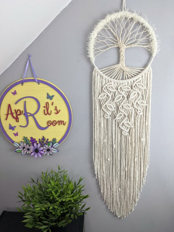 Tree of Life Macrame Wall Hanging, dream catcher, White, Boho, Macramé, Cotton Anniversary - product image 2