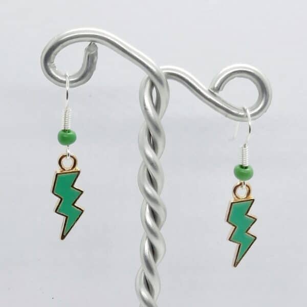 Earrings – Green lightning strike - main product image