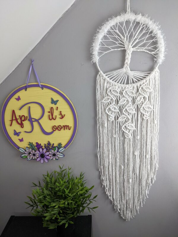 Tree of Life, Macrame, leaves, dream catcher, white, Boho decor, Macramé, Cotton Anniversary - product image 6