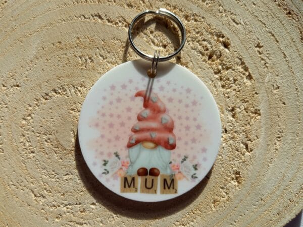 Personalised mum gnome keyring, mothers day gift - product image 2