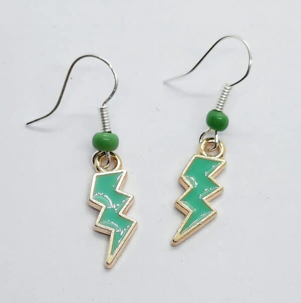 Earrings – Green lightning strike - product image 2