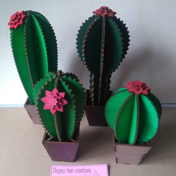 Forever cacti plants | Handmade and hand painted laser cut wood - product image 3