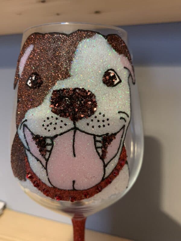 Staffordshire Bull Terrier Design Glitter Wine Glass - main product image