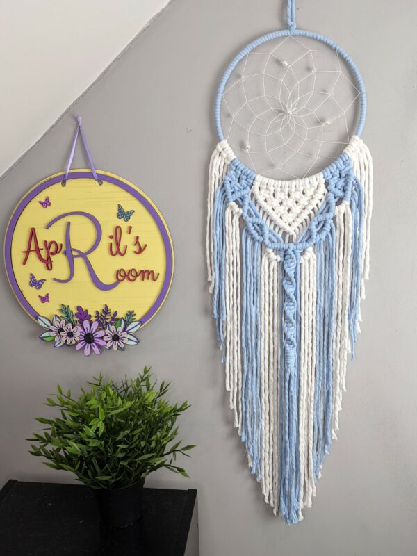 Macrame, Dreamcatcher, Boho, Dream Catcher, Macramé, Handmade, Blue, Baby, Boy, Gift, Bedroom - product image 4