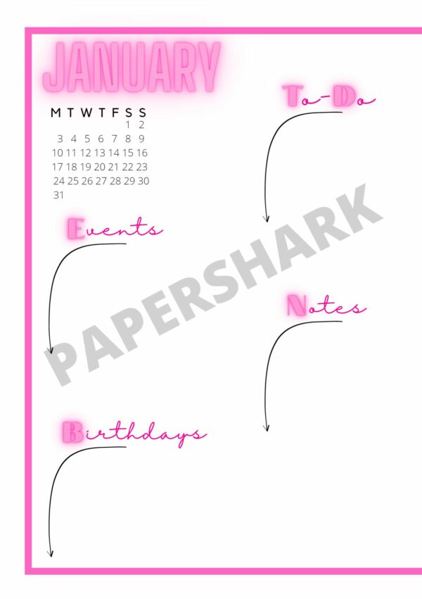 Monthly Tracker Spread Pink Bujo - product image 2