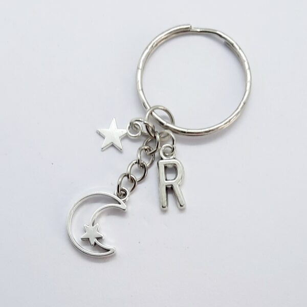 Personalised keyring – Moon and star - main product image