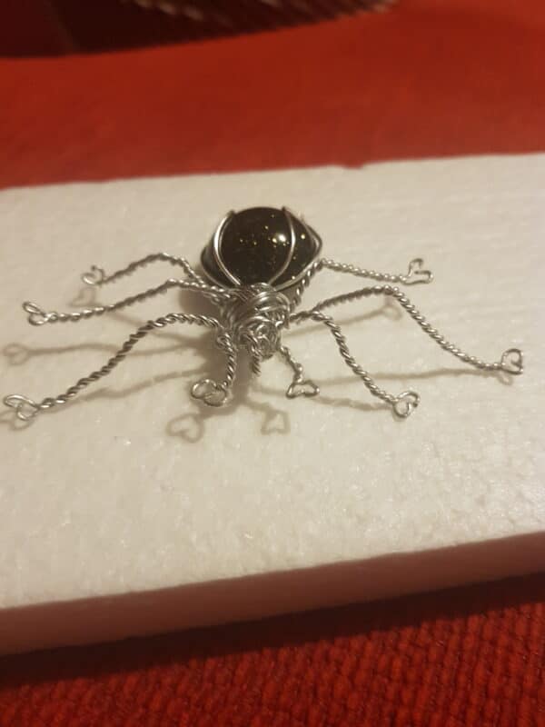 Silver wire wrapped Spider pendant - main product image