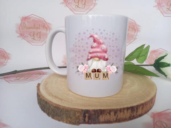 Mum mug and coaster set, mother’s day gift, pink mum gnome - product image 2