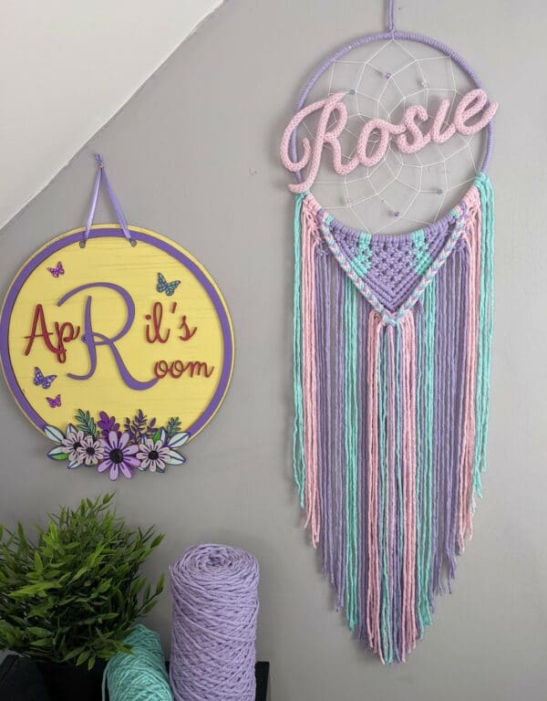 Macrame Unicorn Dreamcatcher Personalised Home Decor kids Bedroom Nursery Wall Hanging - product image 3