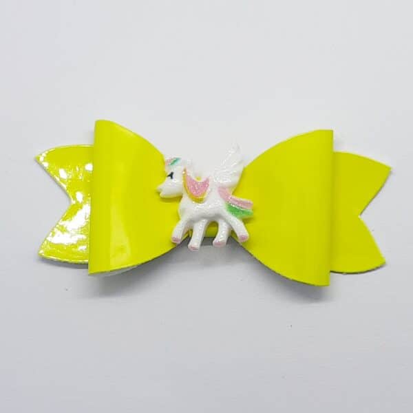Hair clip – unicorn on yellow bow - main product image