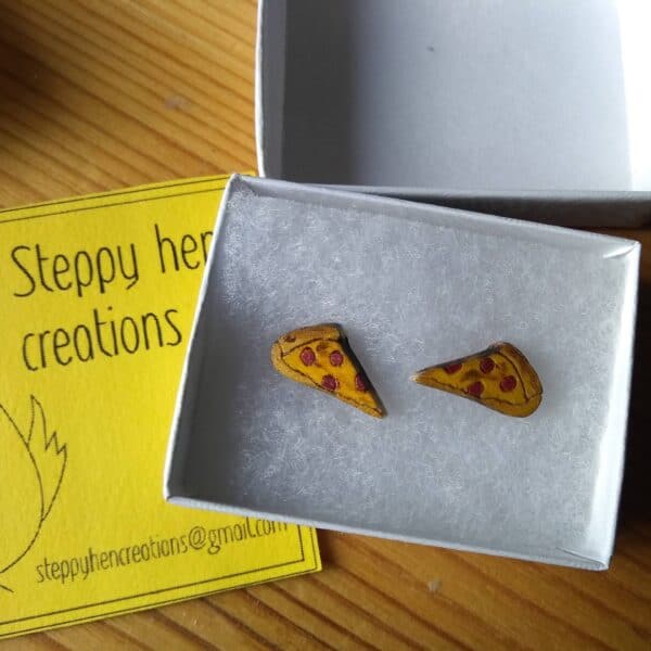 Pizza slice earrings | Hand painted original design - main product image