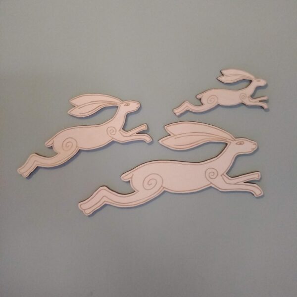 Set of 3 Leaping Hares | Original Handmade Wooden Wall Art - main product image