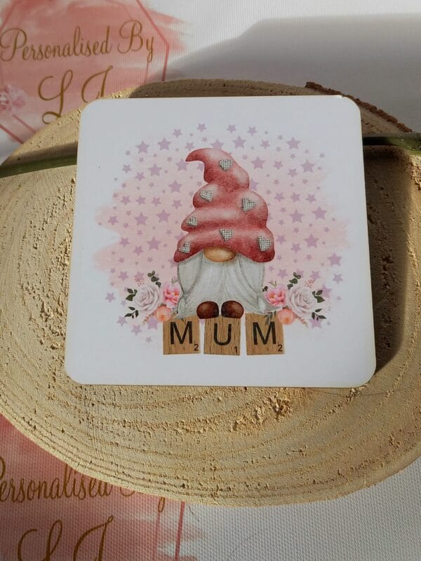 Mum mug and coaster set, mother’s day gift, pink mum gnome - product image 5