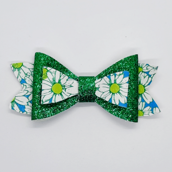 Sunflower hair clip – Green and white - main product image