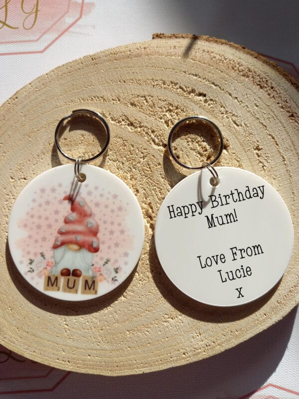 Personalised mum gnome keyring, mothers day gift - product image 4