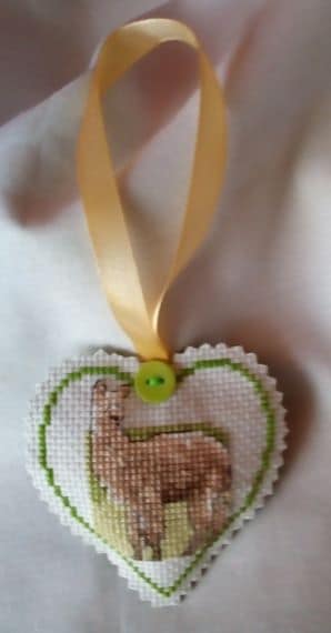 Alpaca Cross Stitch Hanging Heart - product image 2