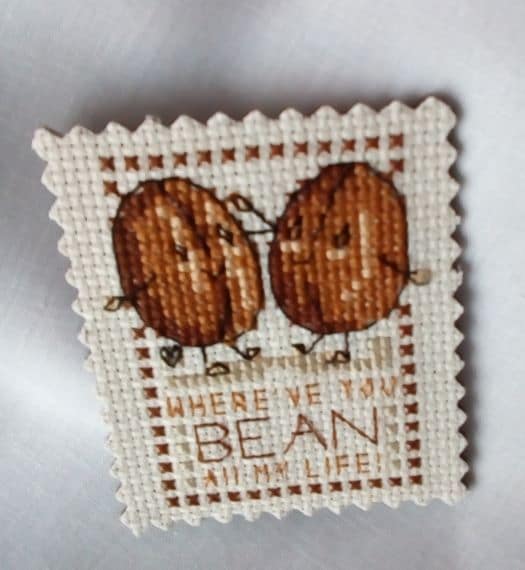 Where’ve You Bean All My Life Coffee Bean Magnet – Cross Stitch, Coffee Lover Gift - main product image