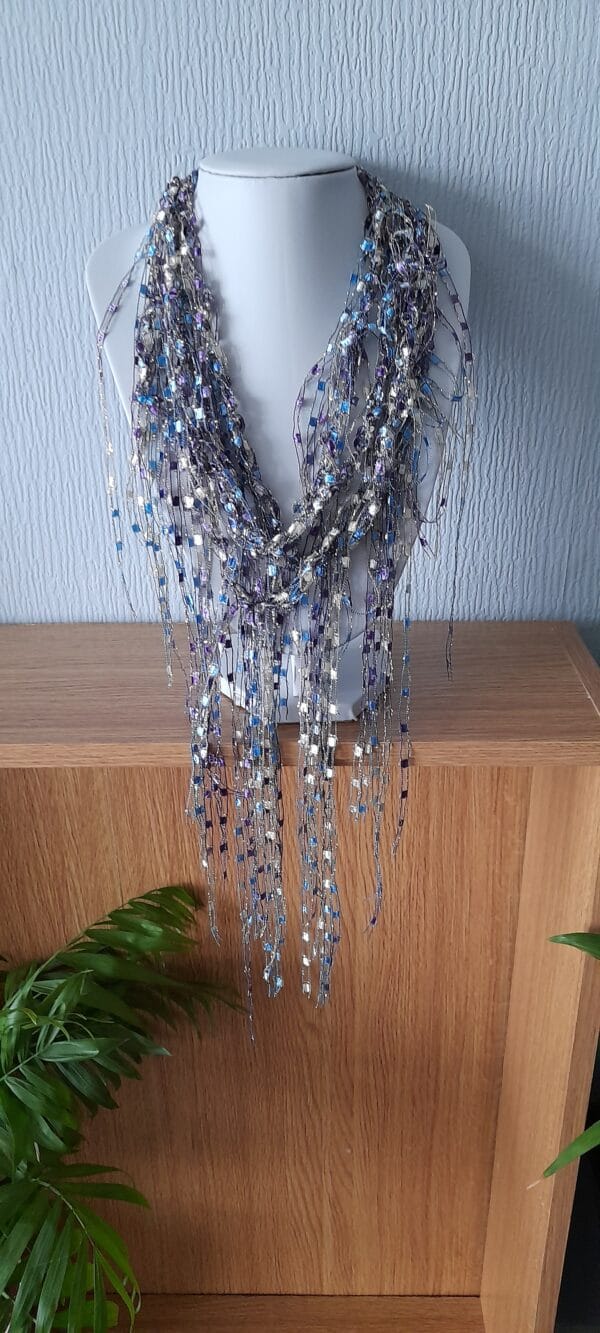 Necklace Scarf Sparkle Shimmer Blue Purple Silver - product image 2