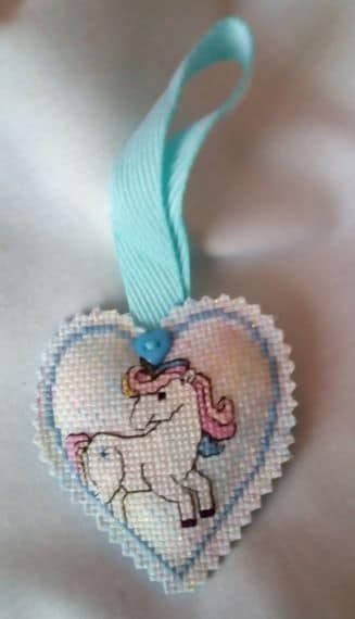 Metallic Rainbow Unicorn Hanging Heart – Blue Border - product image 2