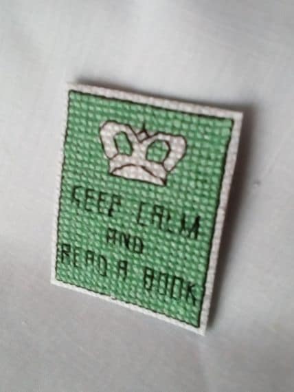 Keep Calm and Read A Book, Cross Stitch Fridge Magnet - main product image