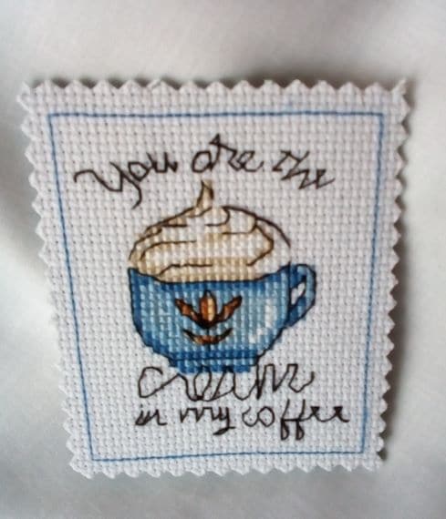 You Are The Cream In My Coffee Cross Stitch Magnet – Coffee Lover Gift - product image 2