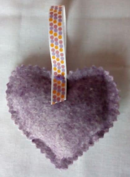 Love Sampler Style Cross Stitch Heart Purple – Hanging Heart, Pocket Hug, Love Hearts, Heart Gift - product image 2