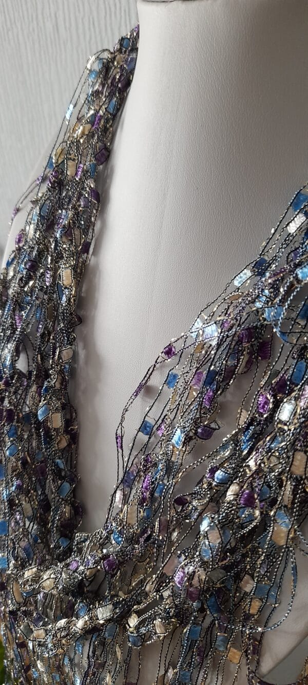Necklace Scarf Sparkle Shimmer Blue Purple Silver - product image 4