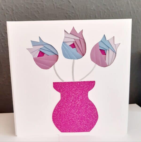 Handmade tulips blank greetings card - main product image