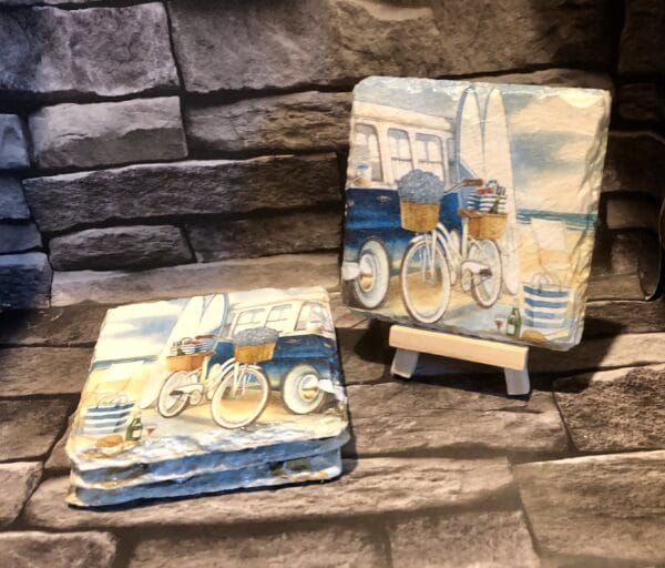 Decoupaged slate coasters (x4) - main product image