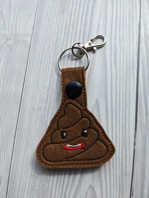 Poop Emoji Premium Leather Keychain