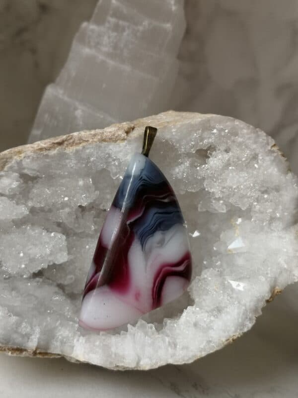 Grey/red/white glass pendant - main product image
