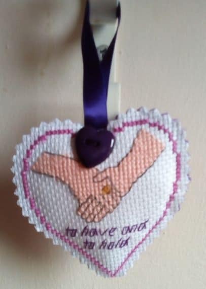 To Have and To Hold Heart, Cross Stitch, Wedding Gift – Purple - product image 4