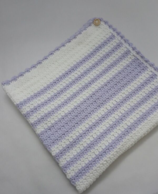 Crochet baby girl blanket in white and lavender - product image 4