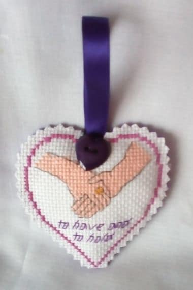 To Have and To Hold Heart, Cross Stitch, Wedding Gift – Blue - product image 2