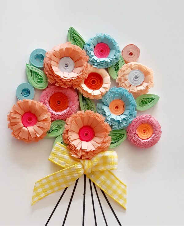 Beautiful handmade quiling flowers happy birthday bouquet card. - product image 2