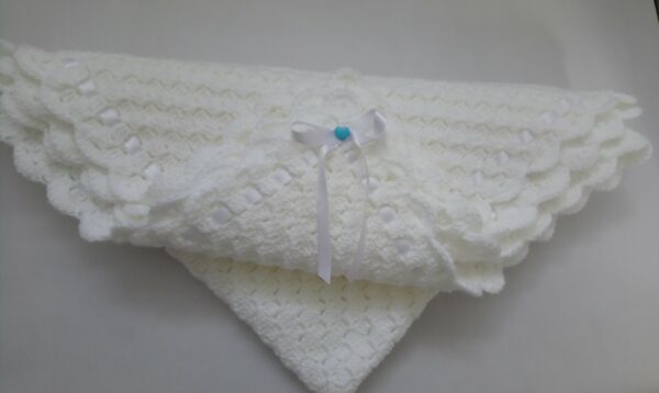 White handmade crochet baby blanket - product image 3