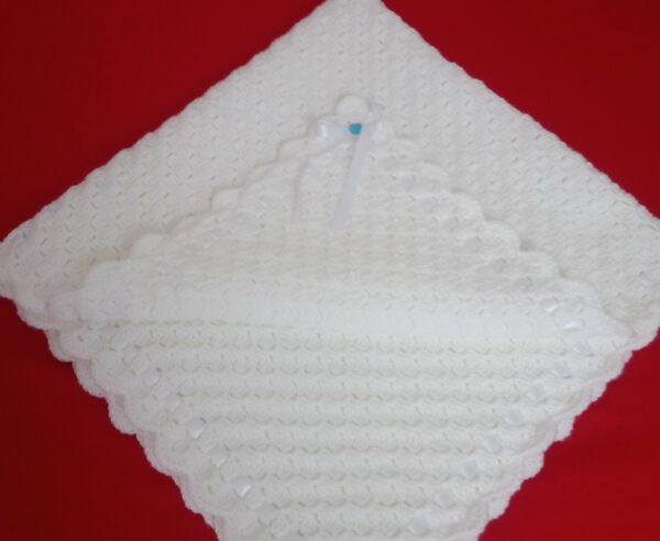 White handmade crochet baby blanket - product image 5