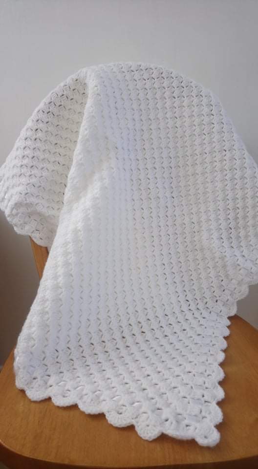 White handmade crochet baby blanket - product image 2