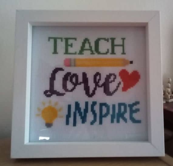 Teach Love Inspire, Cross Stitch Picture, Teacher’s Gift - product image 3