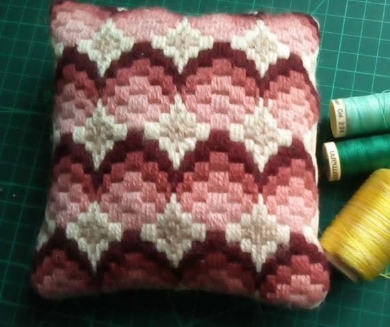 Red & Beige Tapestry Pincushion, Large - main product image