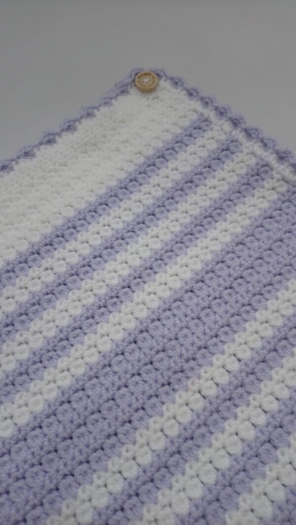 Crochet baby girl blanket in white and lavender - product image 2