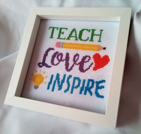 Teach Love Inspire, Cross Stitch Picture, Teacher’s Gift - product image 4