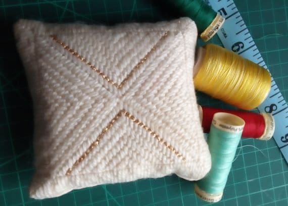 Tapestry Pincushion, Cream & Gold Small - product image 2