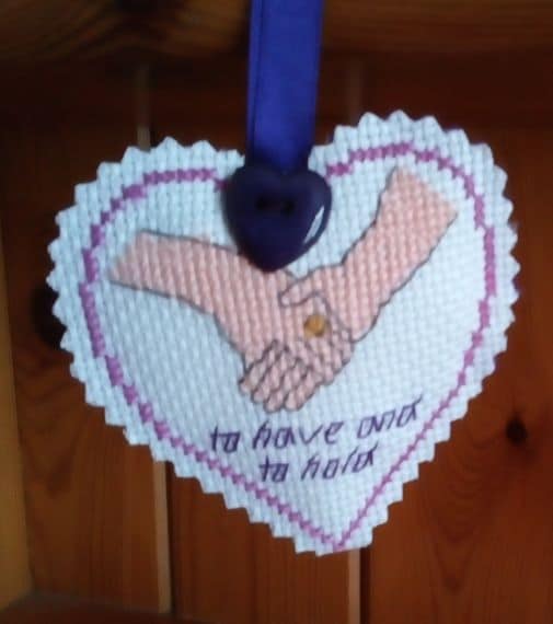 To Have and To Hold Heart, Cross Stitch, Wedding Gift – Purple - main product image