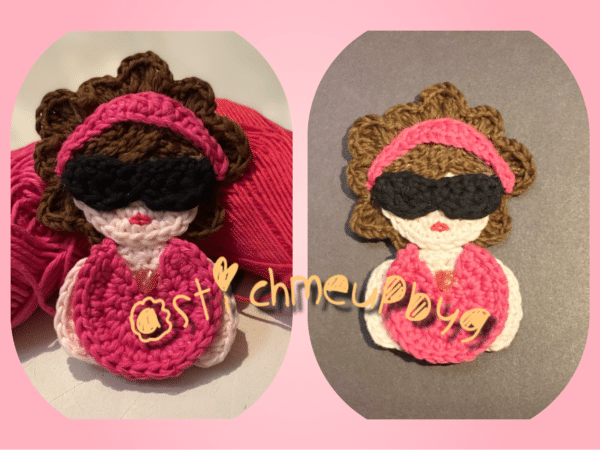 The girl in pink crochet appliqué pattern - main product image