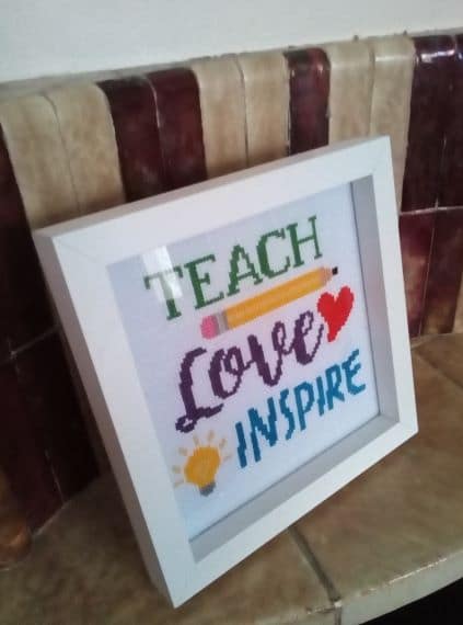 Teach Love Inspire, Cross Stitch Picture, Teacher’s Gift - product image 2