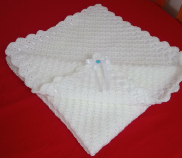 White handmade crochet baby blanket - product image 6